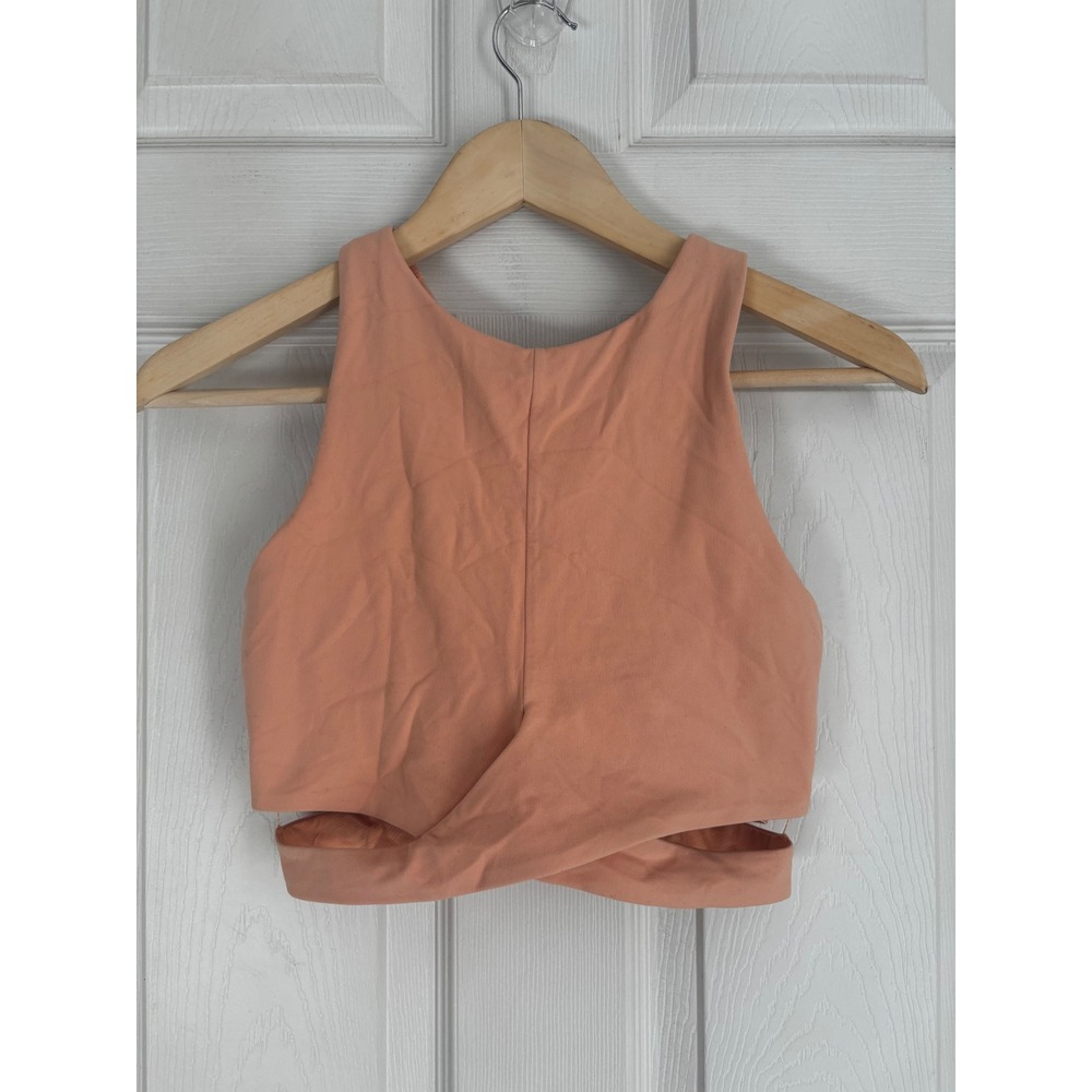 Athleta‎ High Neck Wrap Front Sports Bra Womens Small Peach Excellent Activewear